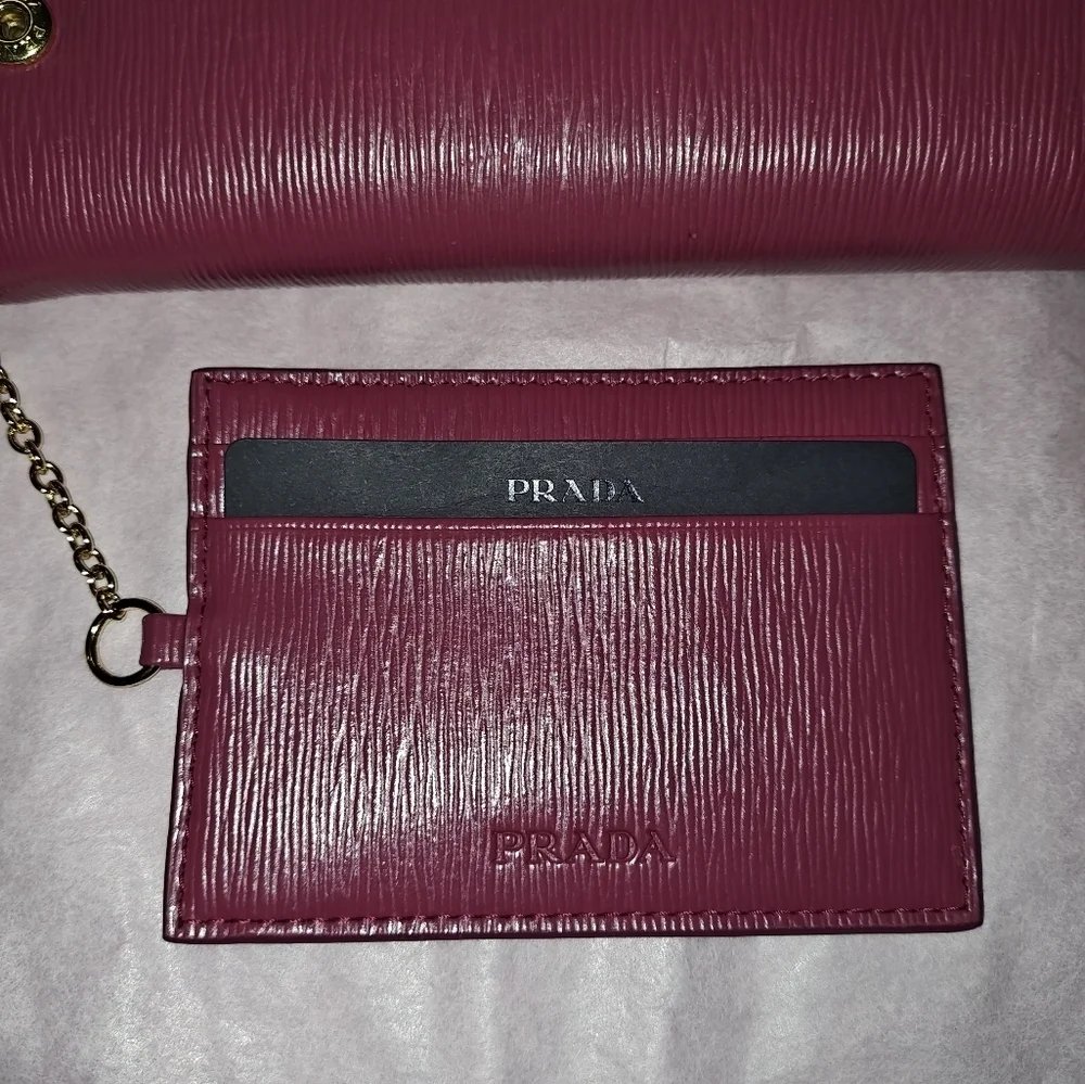 Prada Pink Saffiano Lux Leather Flap Continental Wallet